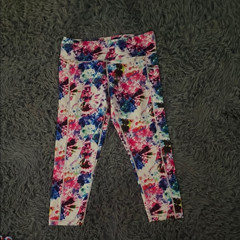 Constantly Varied Gear Pink and Blue Leggings Vibrant Floral Design